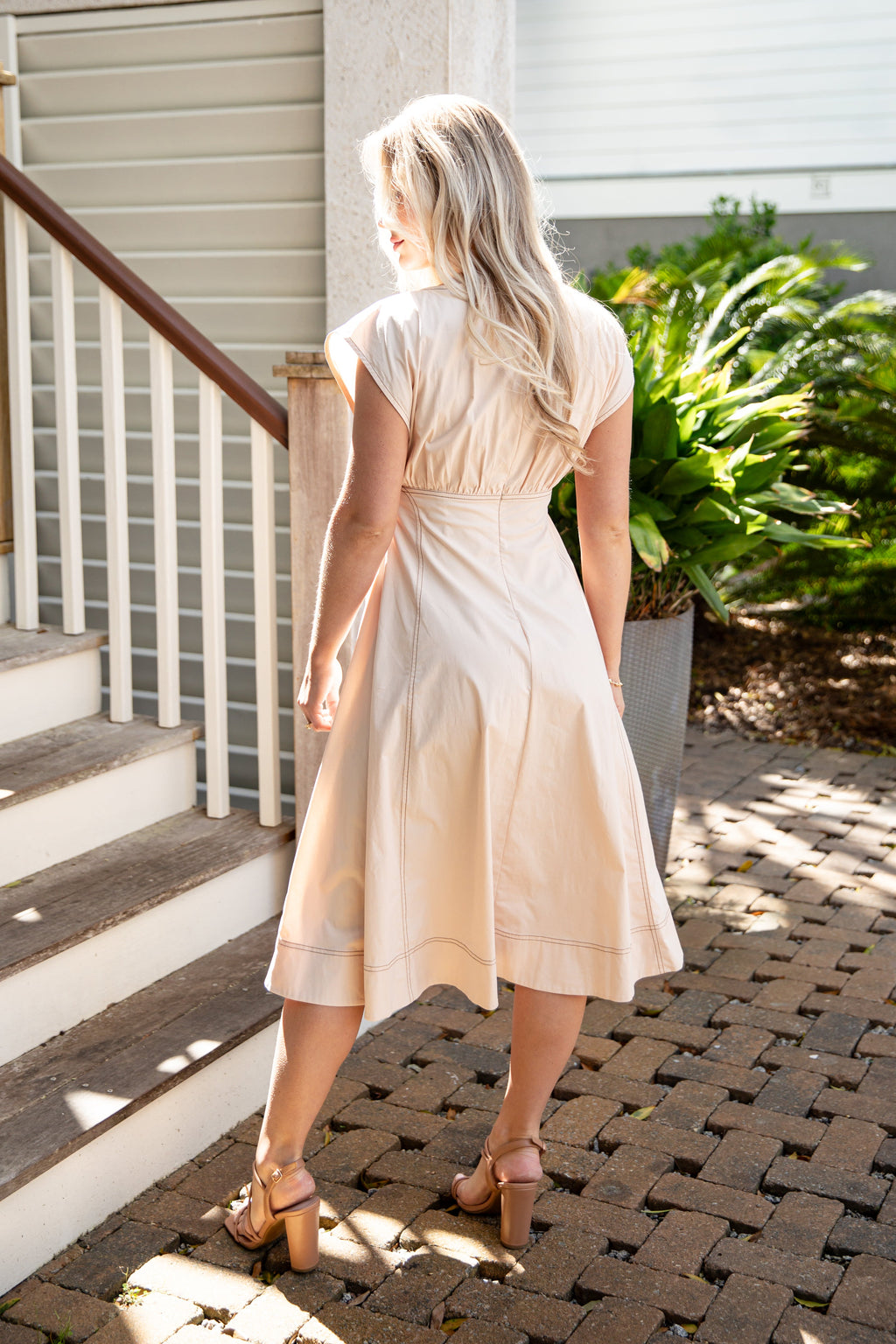 Everything I Love Structured Cream Midi Dress