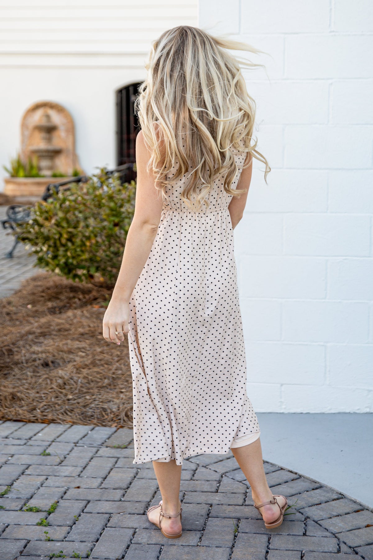 Dressed For The Day Polka Dot Cream Midi Dress