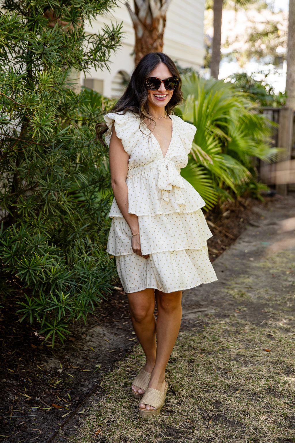 FINAL SALE - Day Well Spent Polka Dot Cream Mini Dress