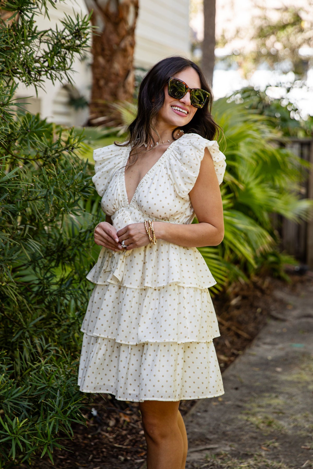 FINAL SALE - Day Well Spent Polka Dot Cream Mini Dress