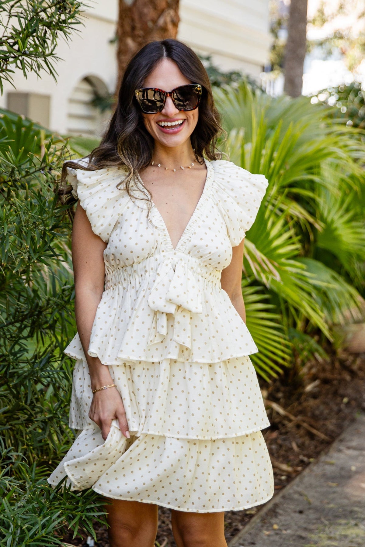 FINAL SALE - Day Well Spent Polka Dot Cream Mini Dress