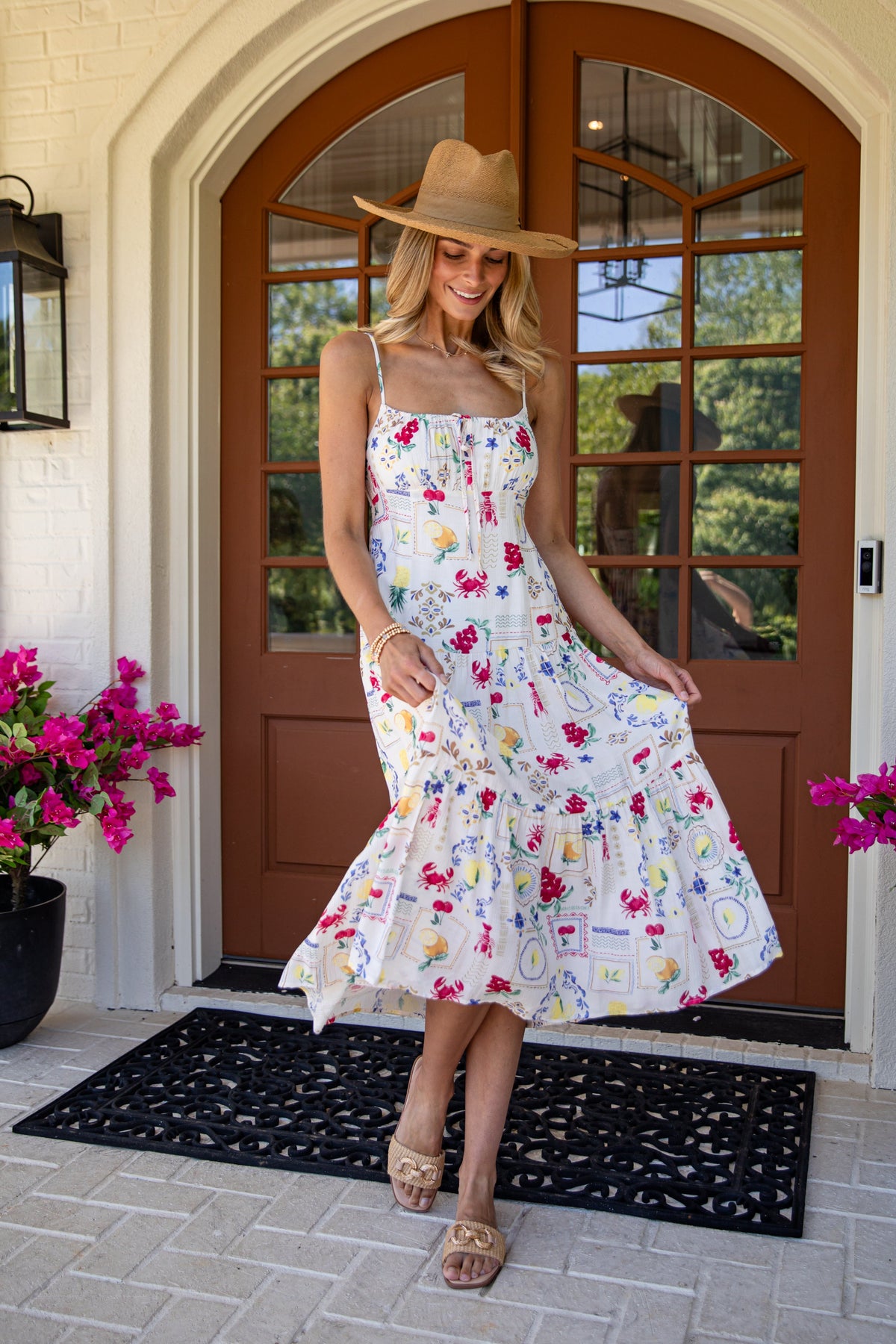 Passport Ready Cream Print Midi Dress