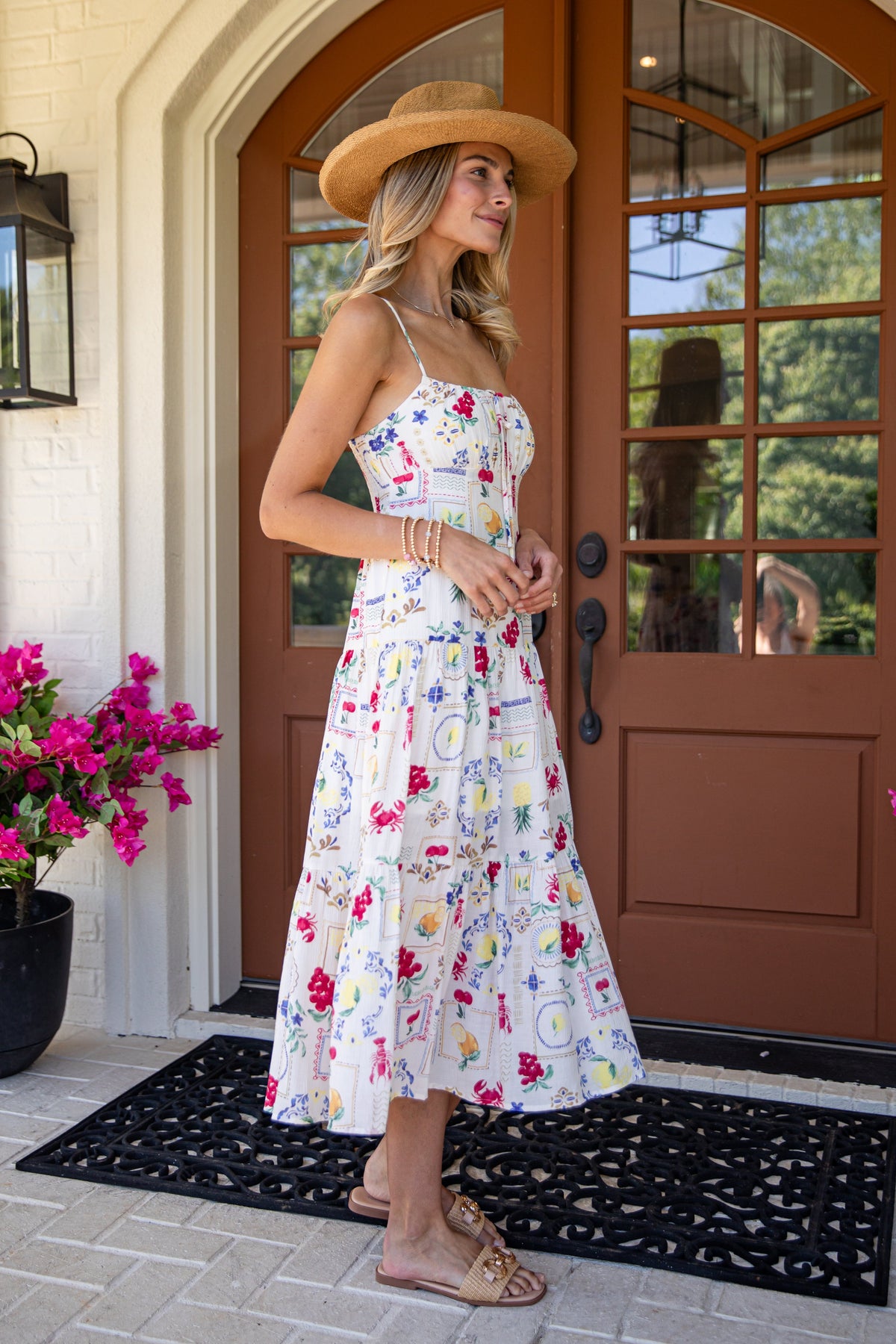 Passport Ready Cream Print Midi Dress