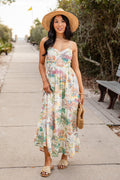 FINAL SALE - Tropical Vacation Off White Maxi Dress