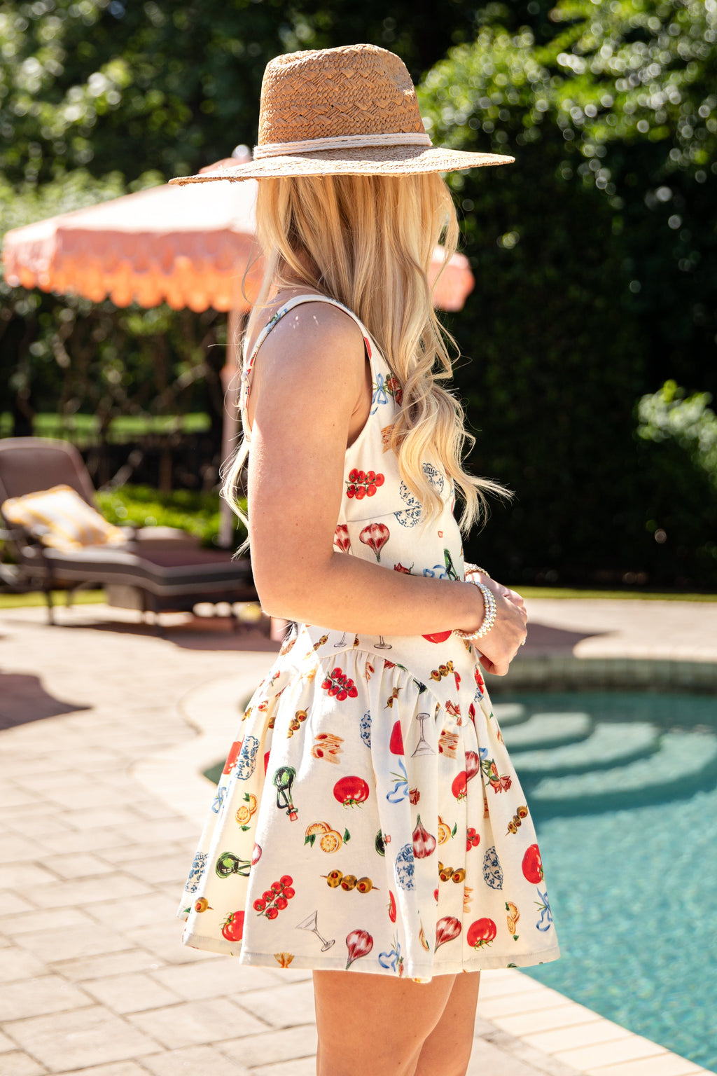 Italian Summer Romance Cream Print Mini Dress
