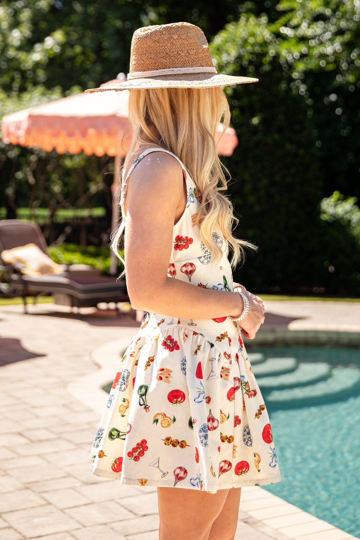 Italian Summer Romance Cream Print Mini Dress