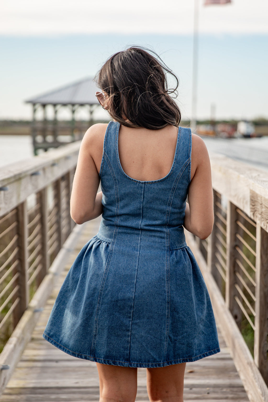 Blue Jean Nights Denim Button Front Mini Dress
