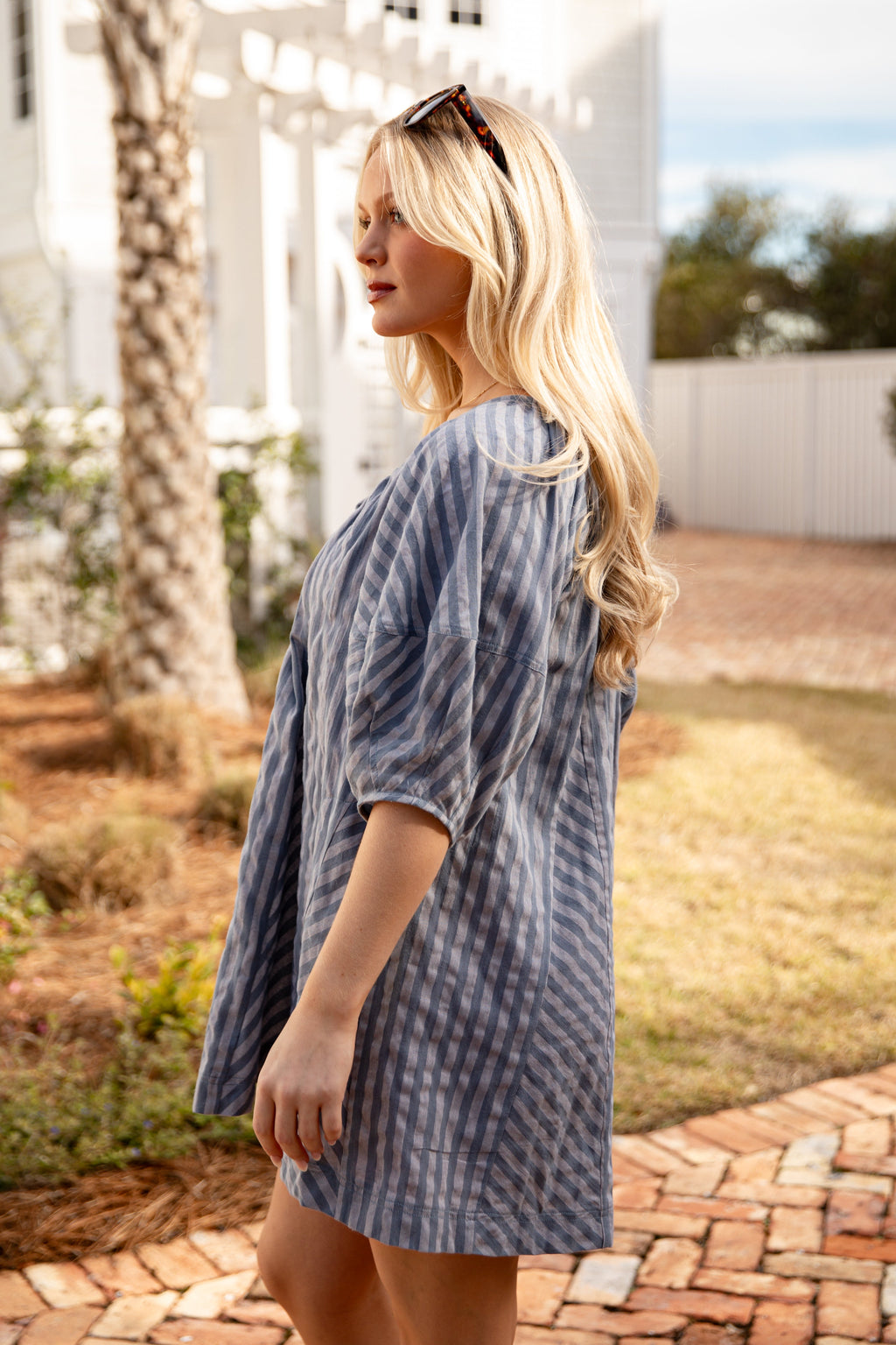 FINAL SALE - Harbor Lines Striped Denim Mini Dress