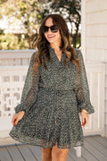 FINAL SALE - Darling Daisy Floral Tiered Green Mini Dress