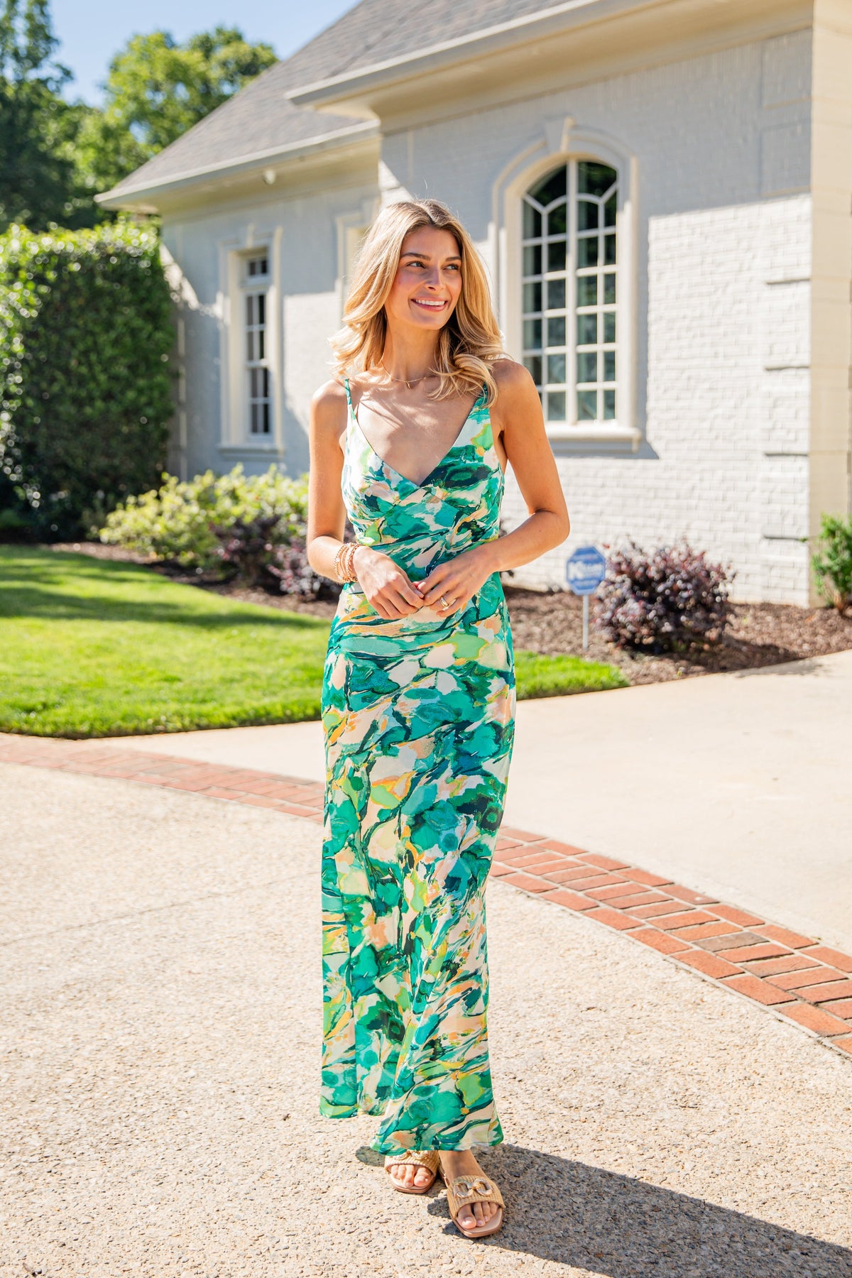 Simply Irresistible Green Tropical Print Maxi Dress
