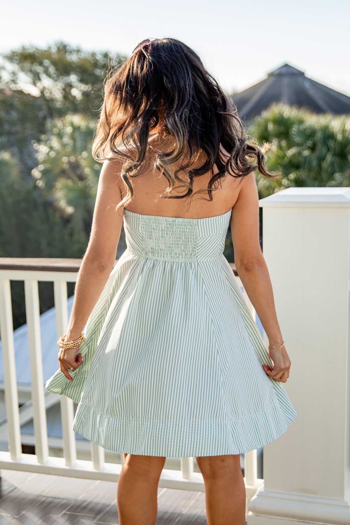 Spring Street Sage Stripe Mini Dress