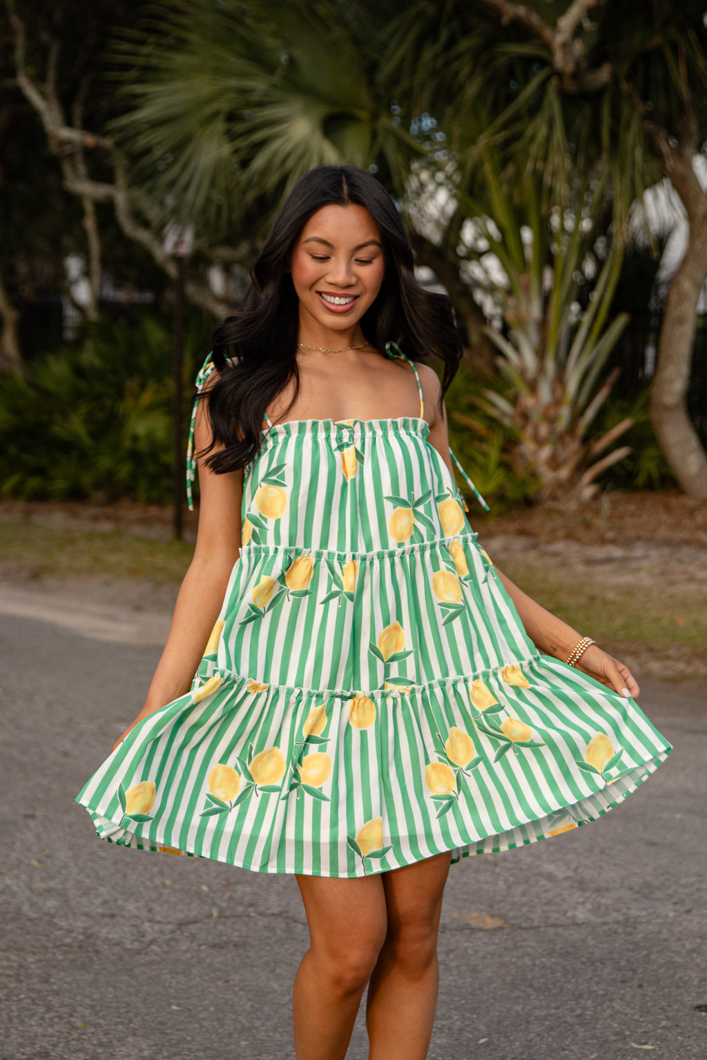 FINAL SALE - Citrus Grove Tiered Stripe Mini Dress