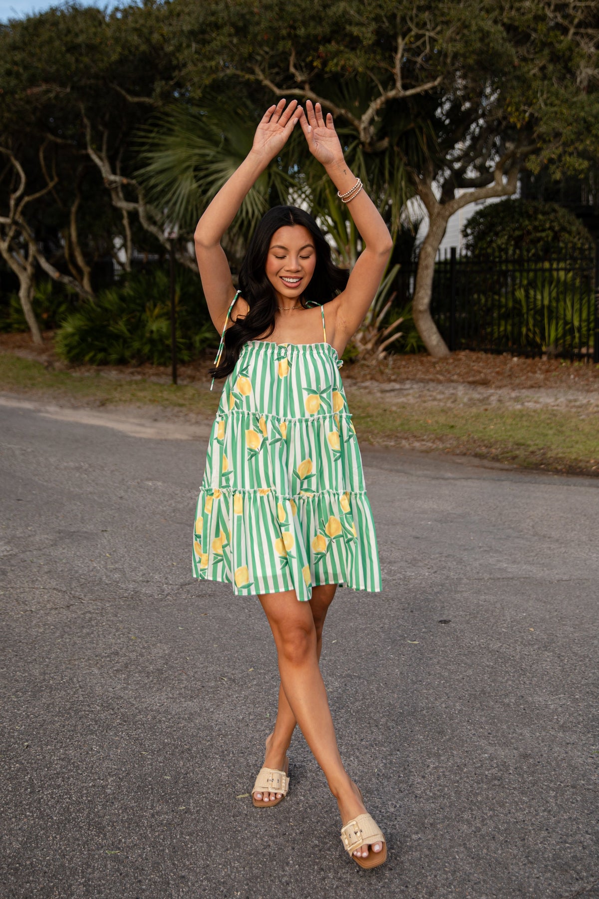 FINAL SALE - Citrus Grove Tiered Stripe Mini Dress