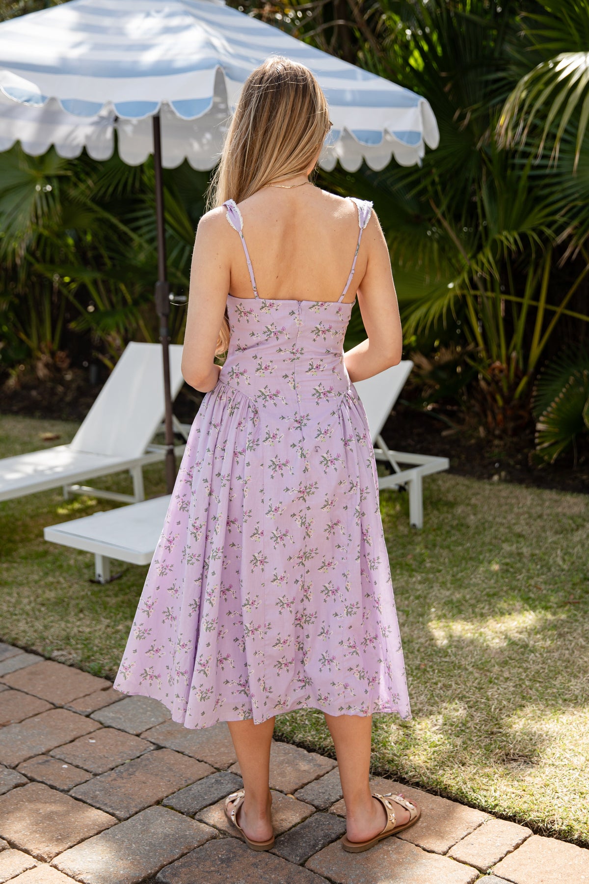 Meadow Bloom Lavender Floral Midi Dress