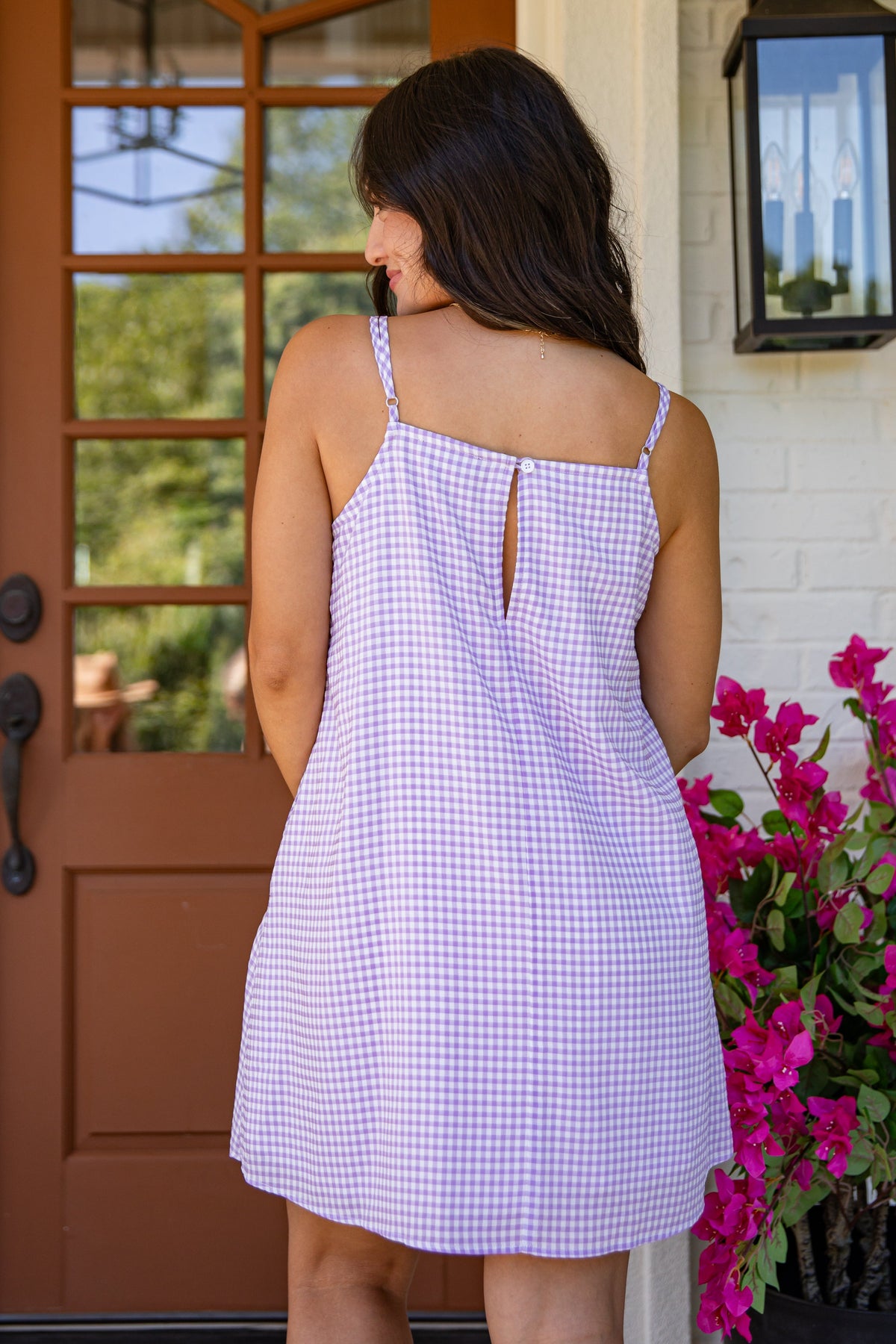 Lavender Picnic Gingham Mini Dress