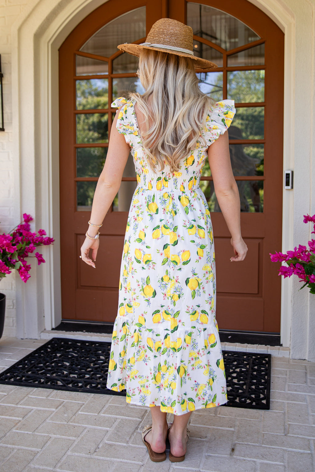 Sunny Days Ahead White Lemon Print Midi Dress