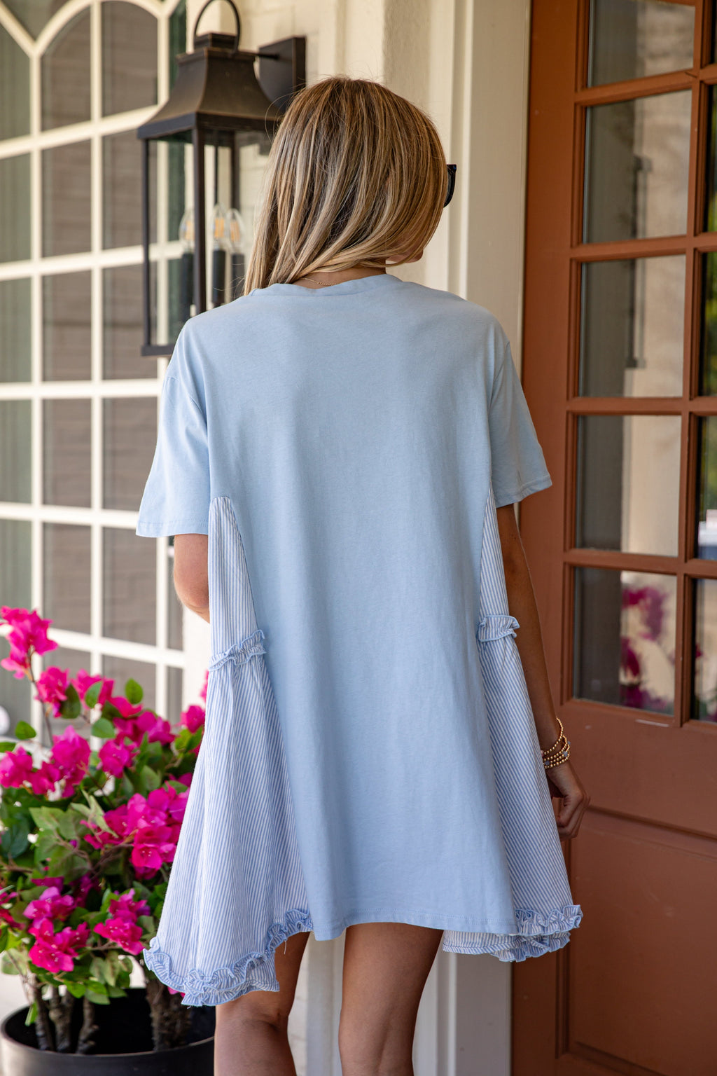 Destined For Sun Light Blue Babydoll Mini Dress