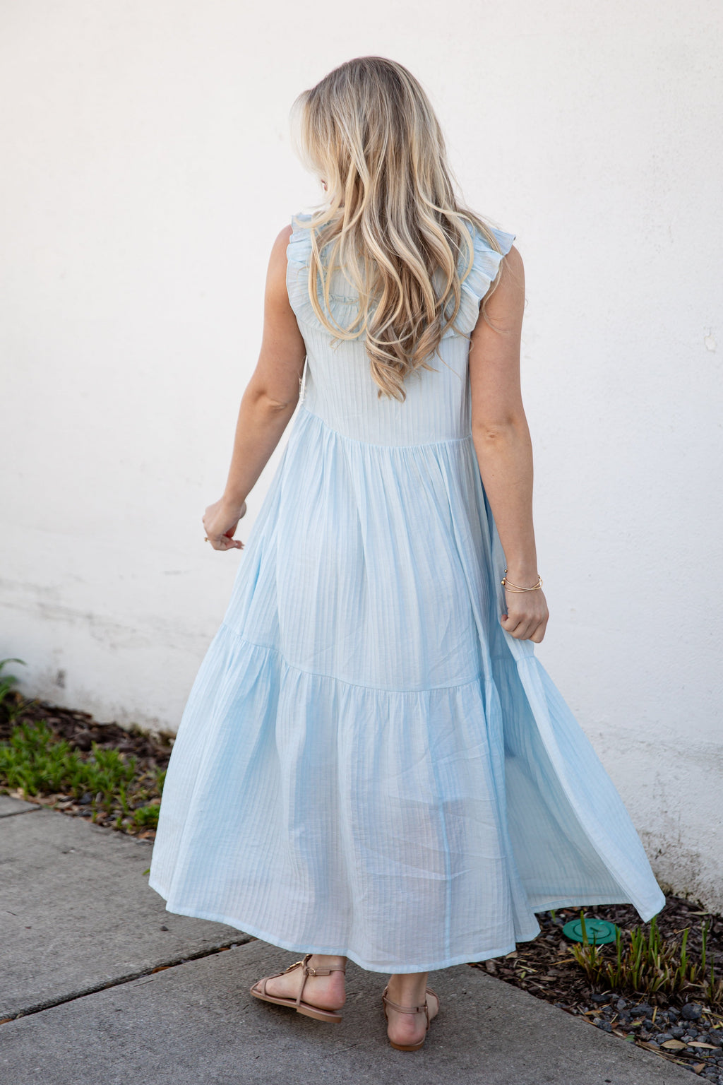 Long Time No See Light Blue Tiered Maxi Dress