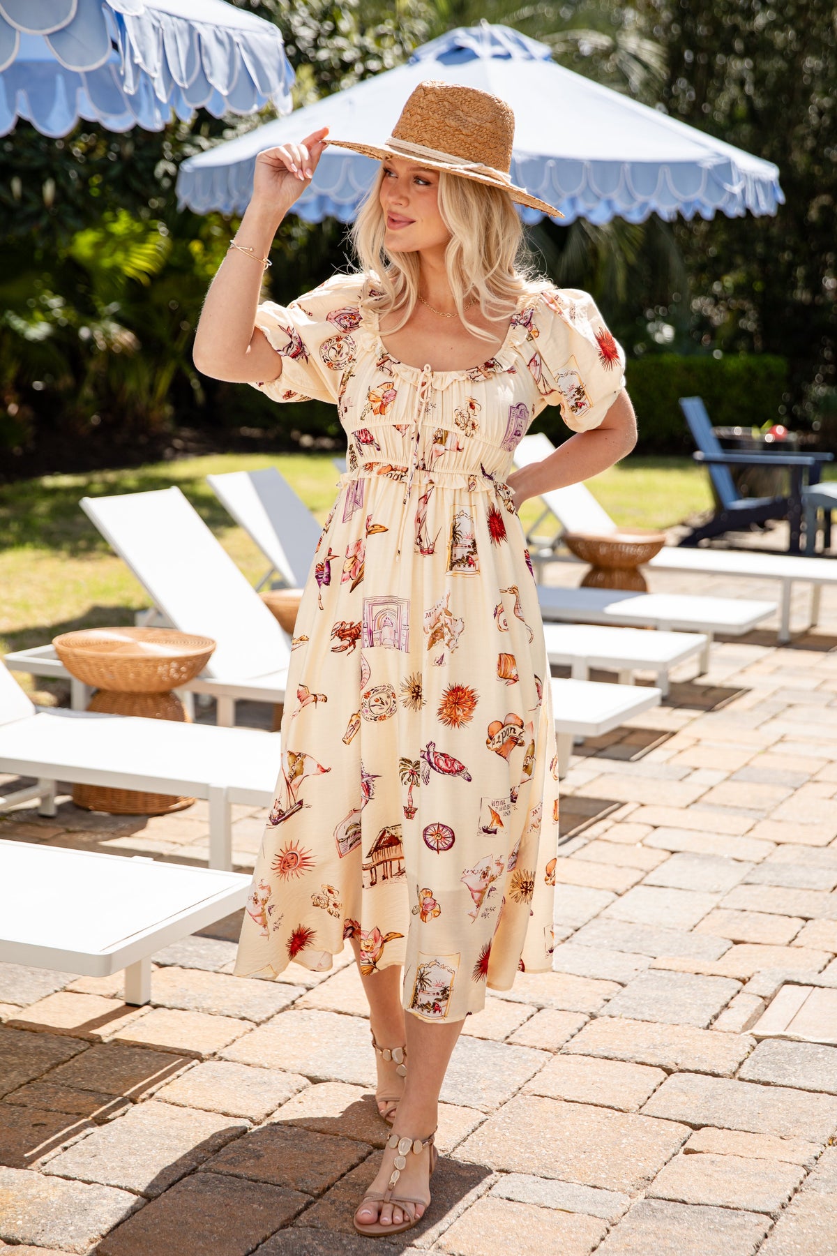 Postcard Dreams Light Yellow Printed Midi Dress