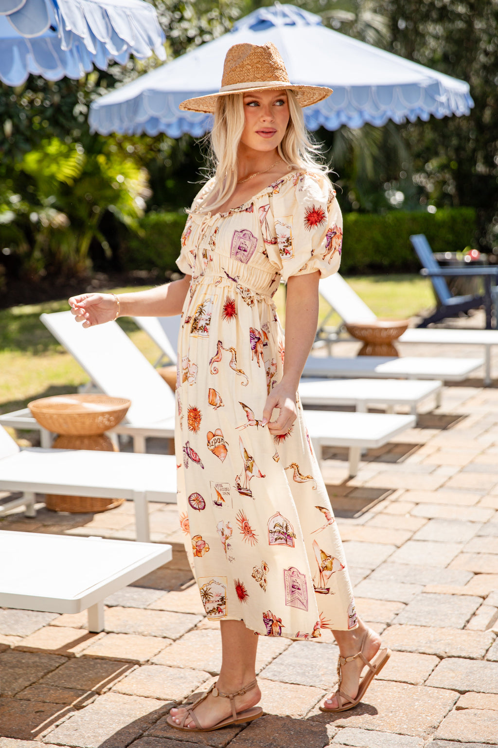 Postcard Dreams Light Yellow Printed Midi Dress