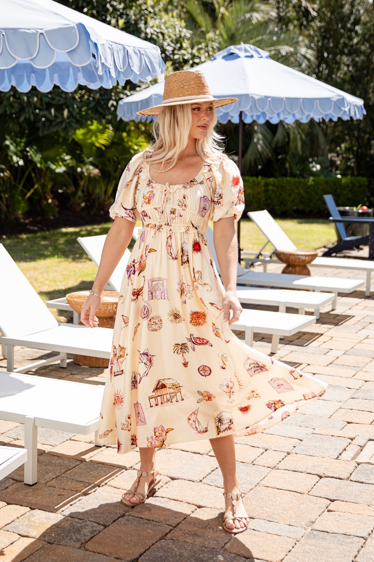 Postcard Dreams Light Yellow Printed Midi Dress