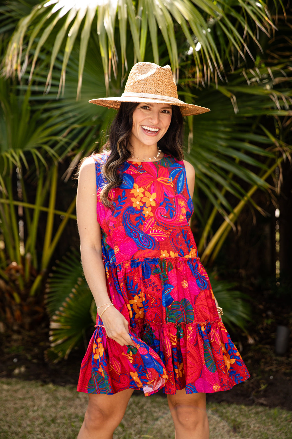 Rio Muse Magenta Floral Mini Dress