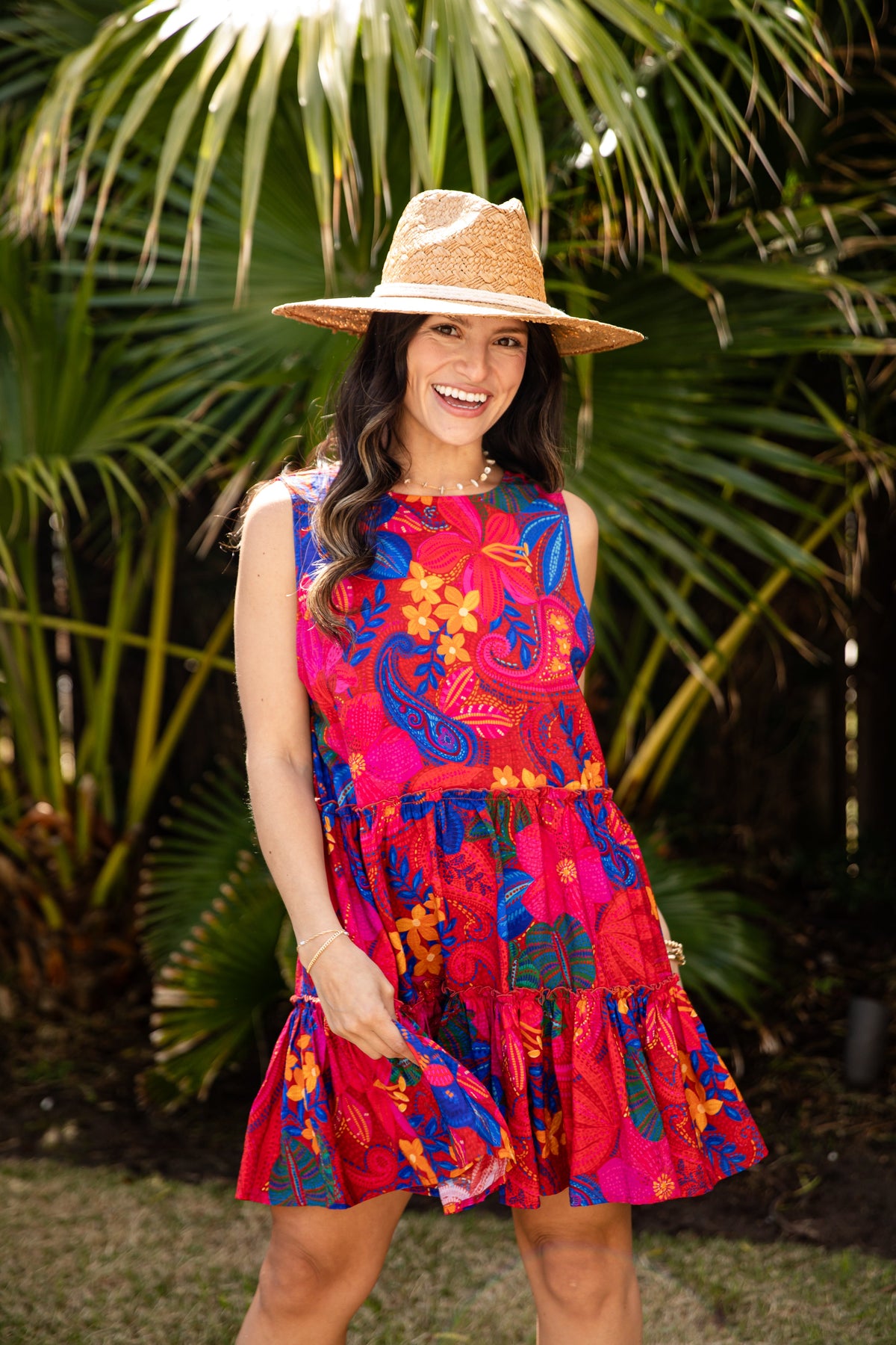 Rio Muse Magenta Floral Mini Dress