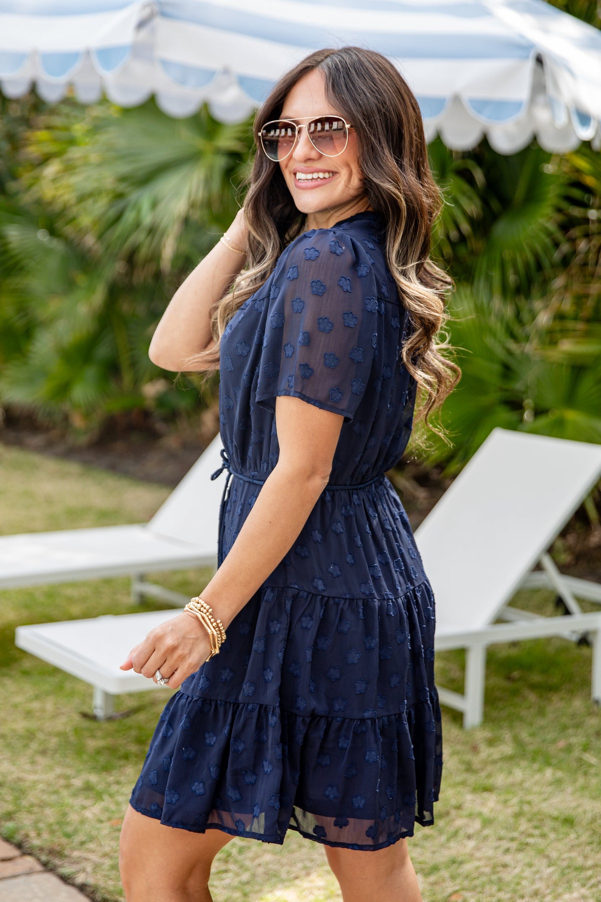 Always Works Navy Button Front Mini Dress