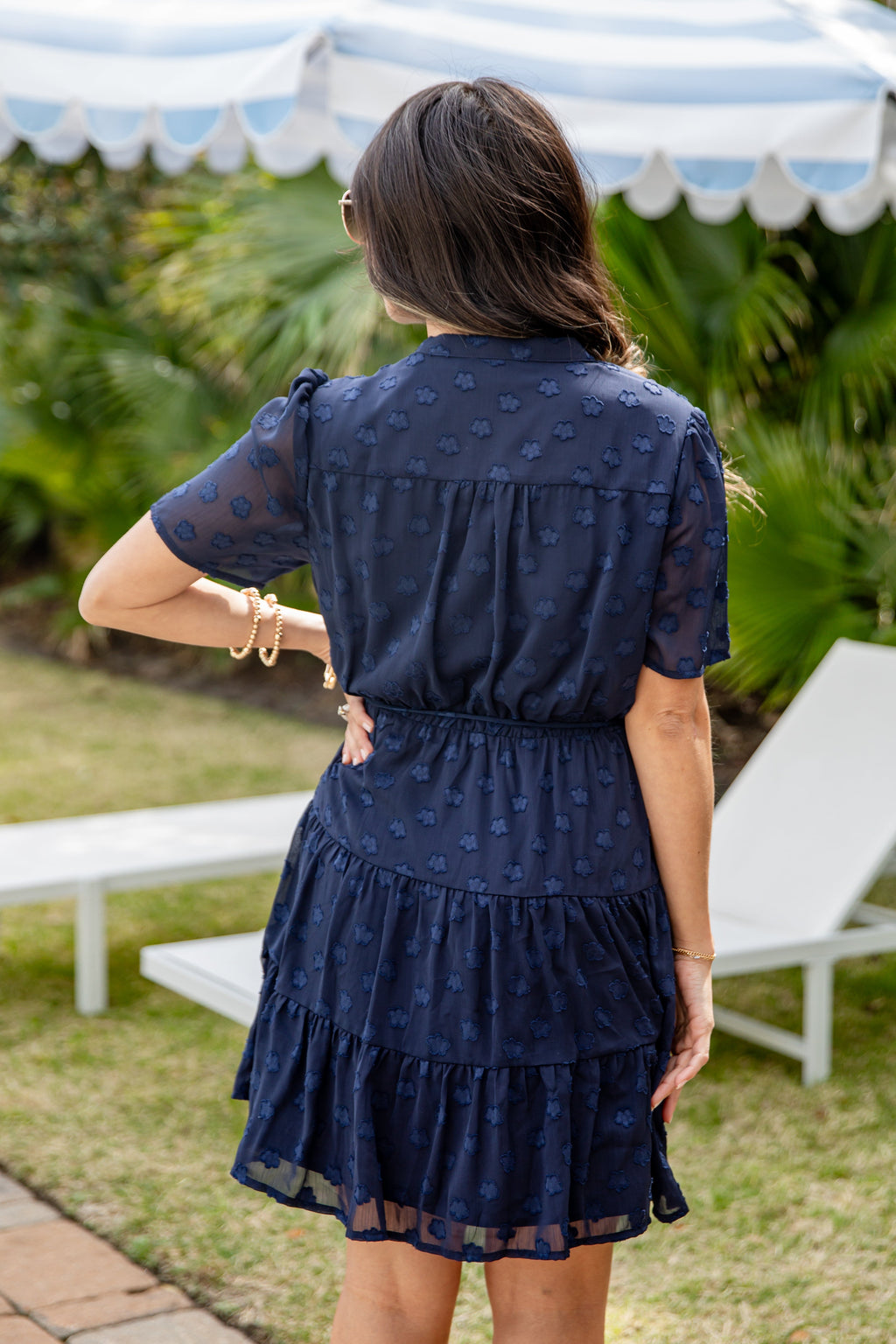 Always Works Navy Button Front Mini Dress