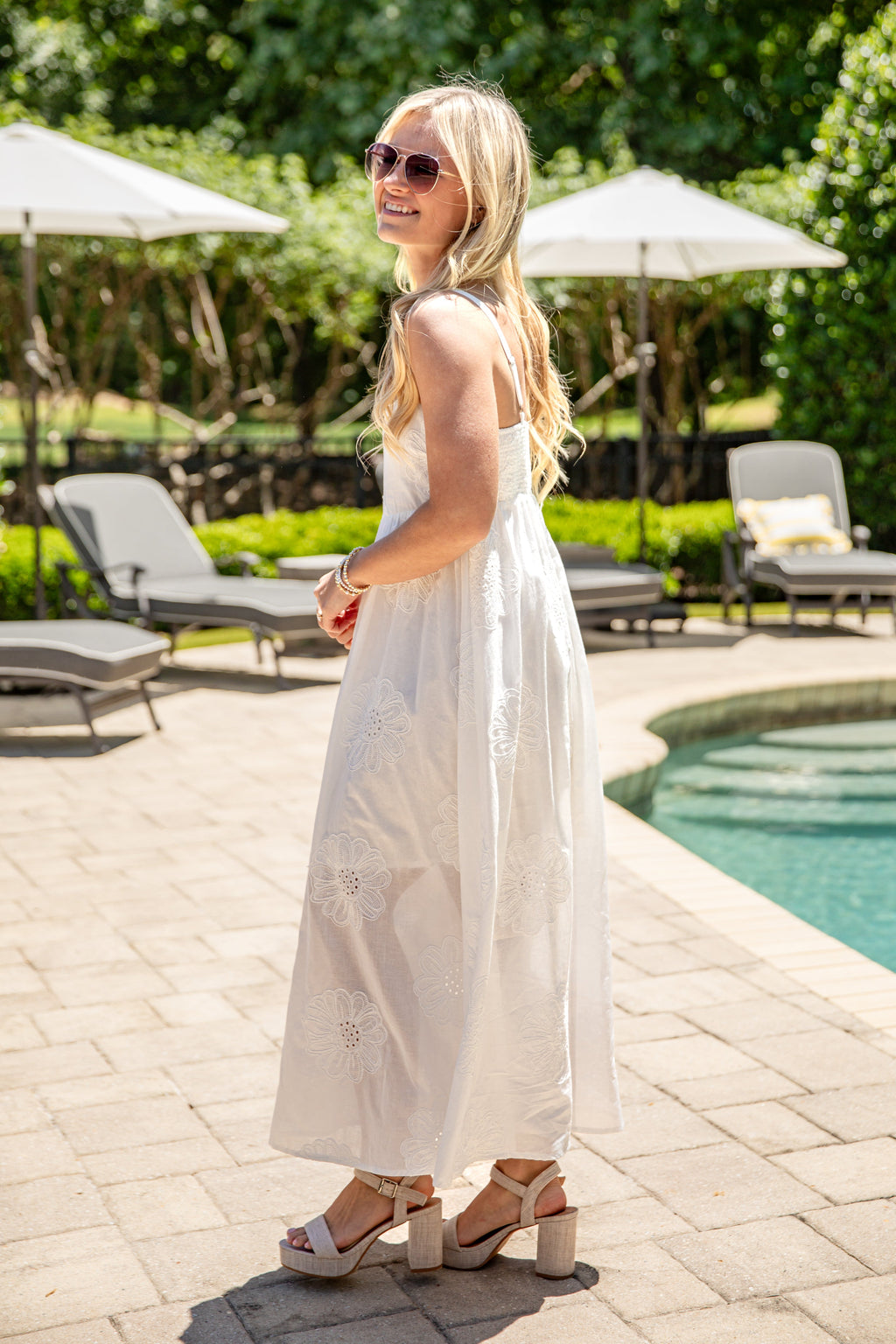 A Gentle Touch Off White Embroidered Maxi Dress