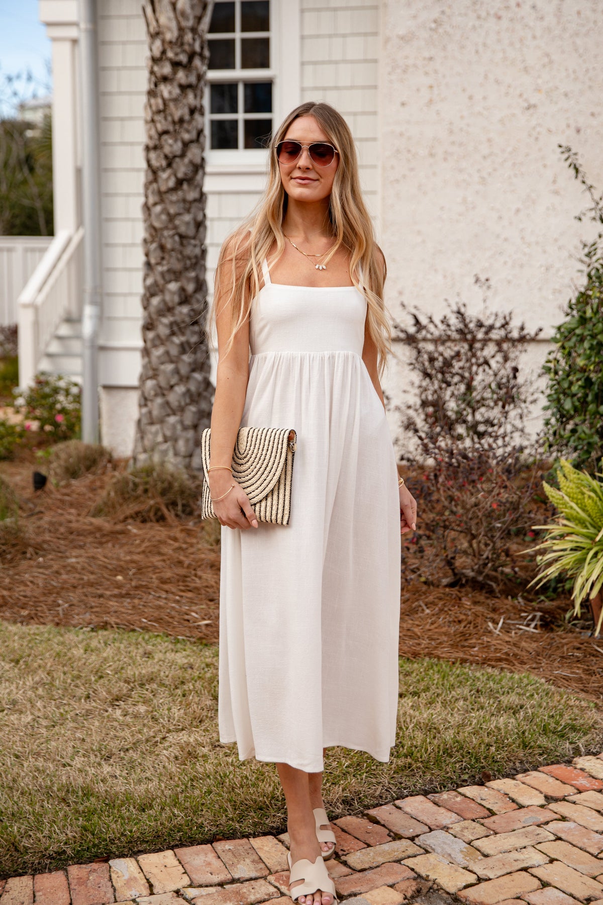Want It All Sleeveless Off White Midi Dress