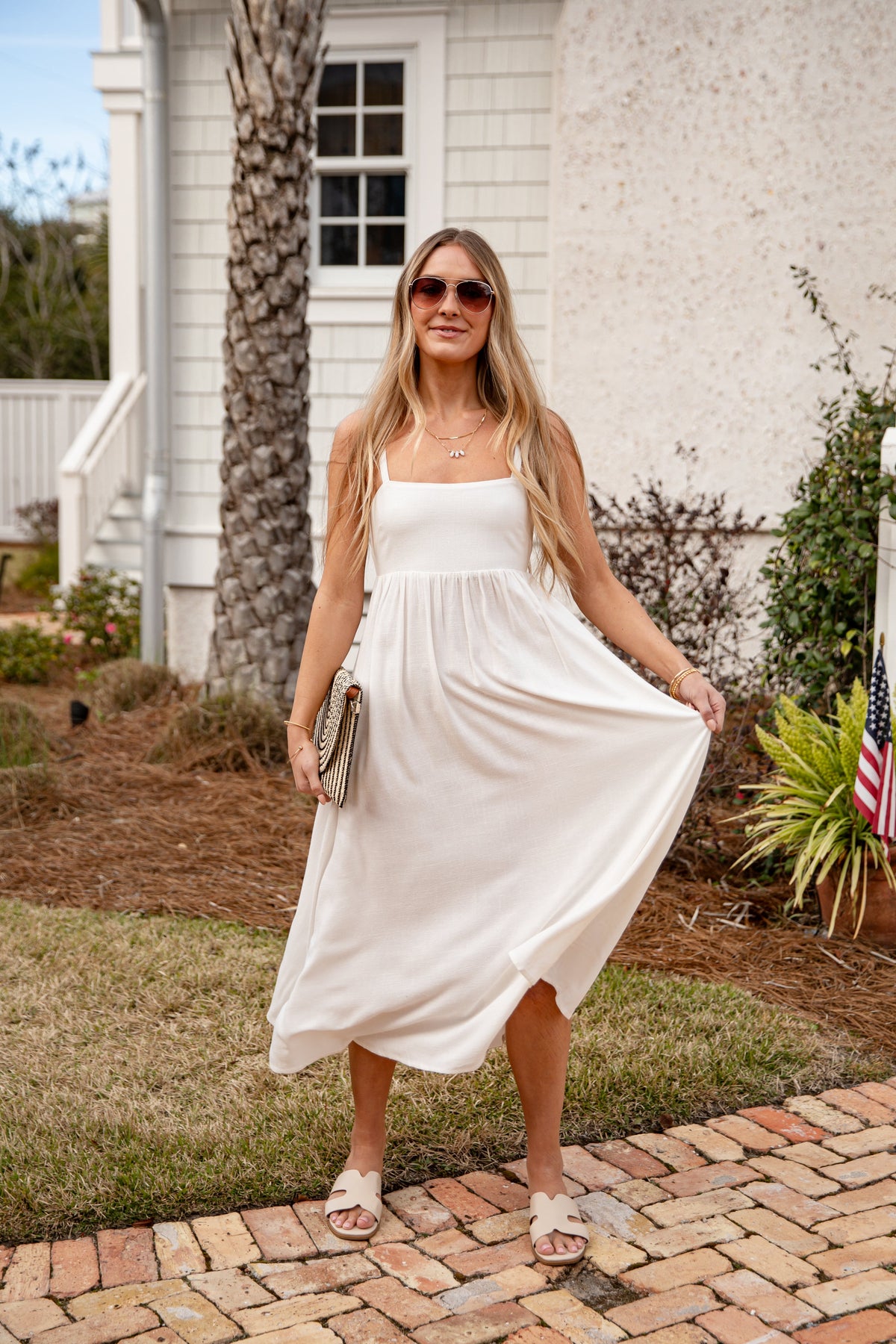 Want It All Sleeveless Off White Midi Dress