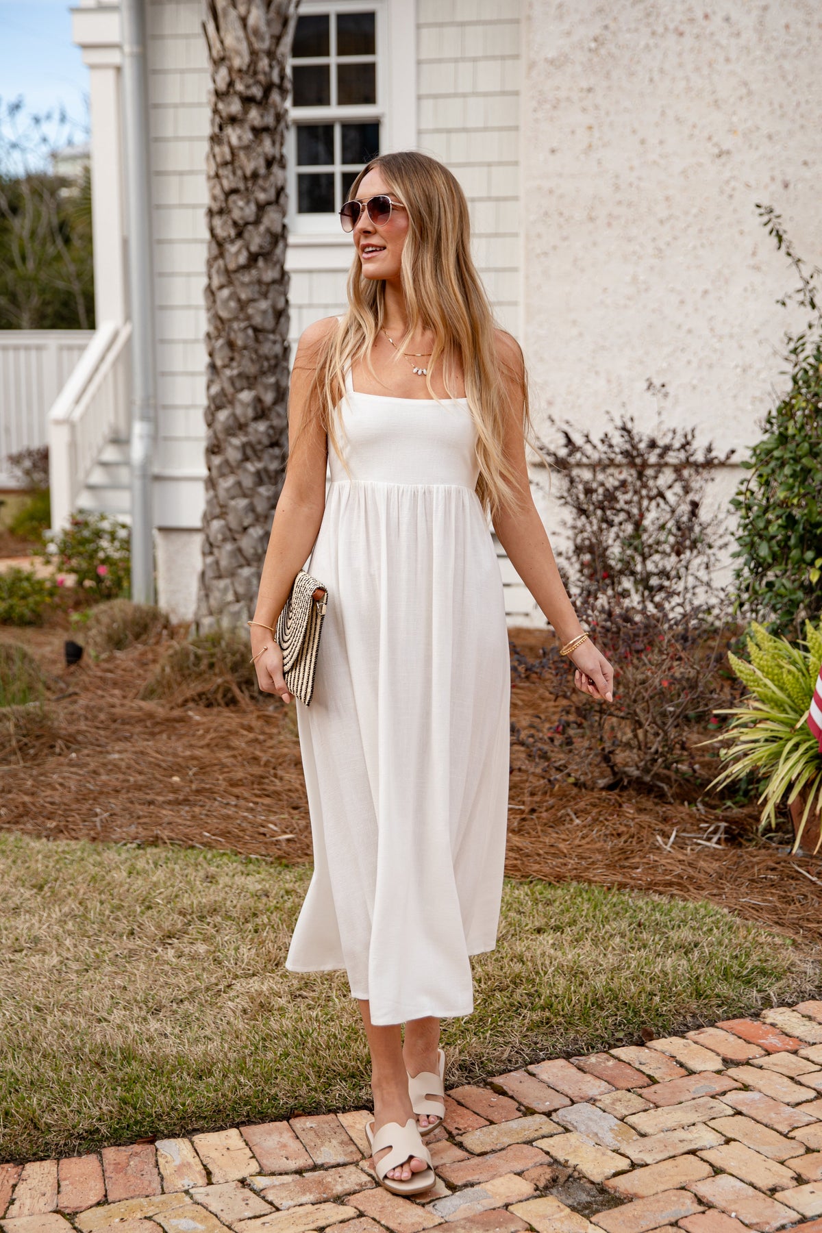 Want It All Sleeveless Off White Midi Dress
