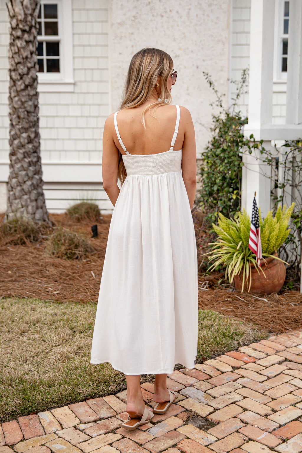 Want It All Sleeveless Off White Midi Dress