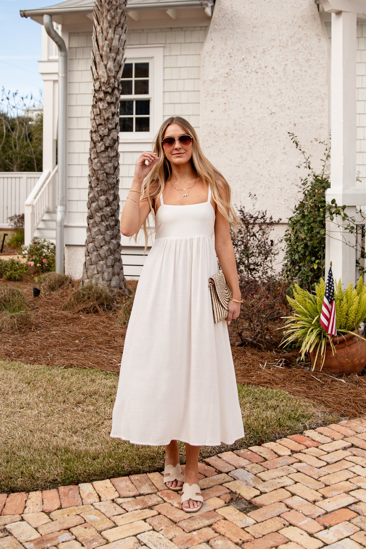 Want It All Sleeveless Off White Midi Dress
