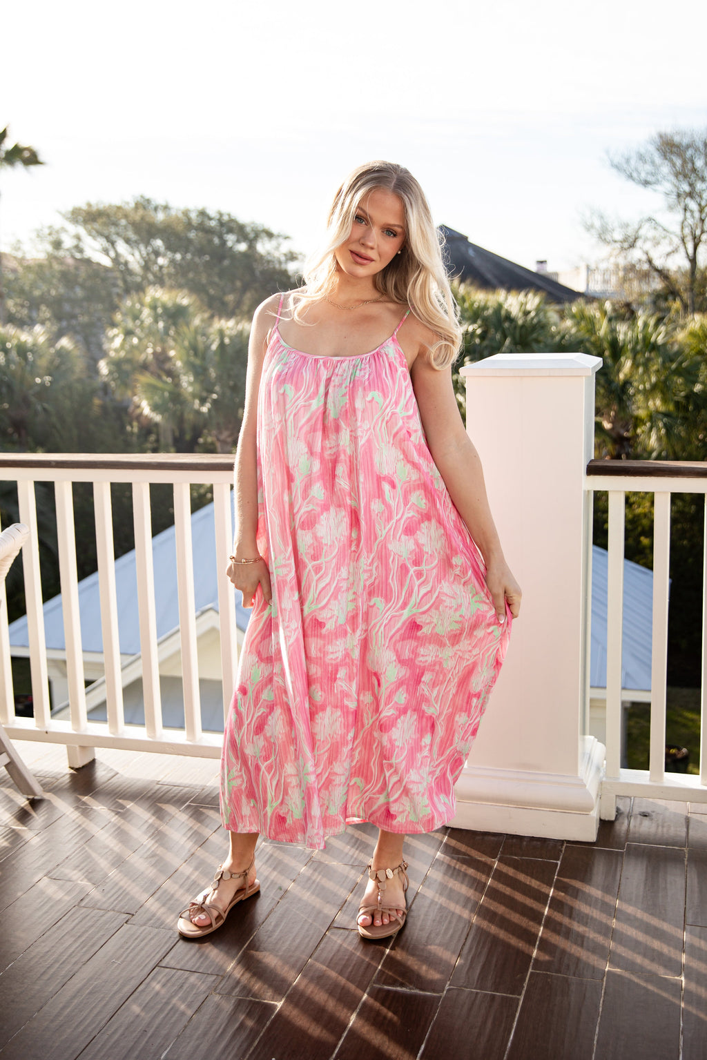 Pink Mirage Abstract Print Maxi Dress