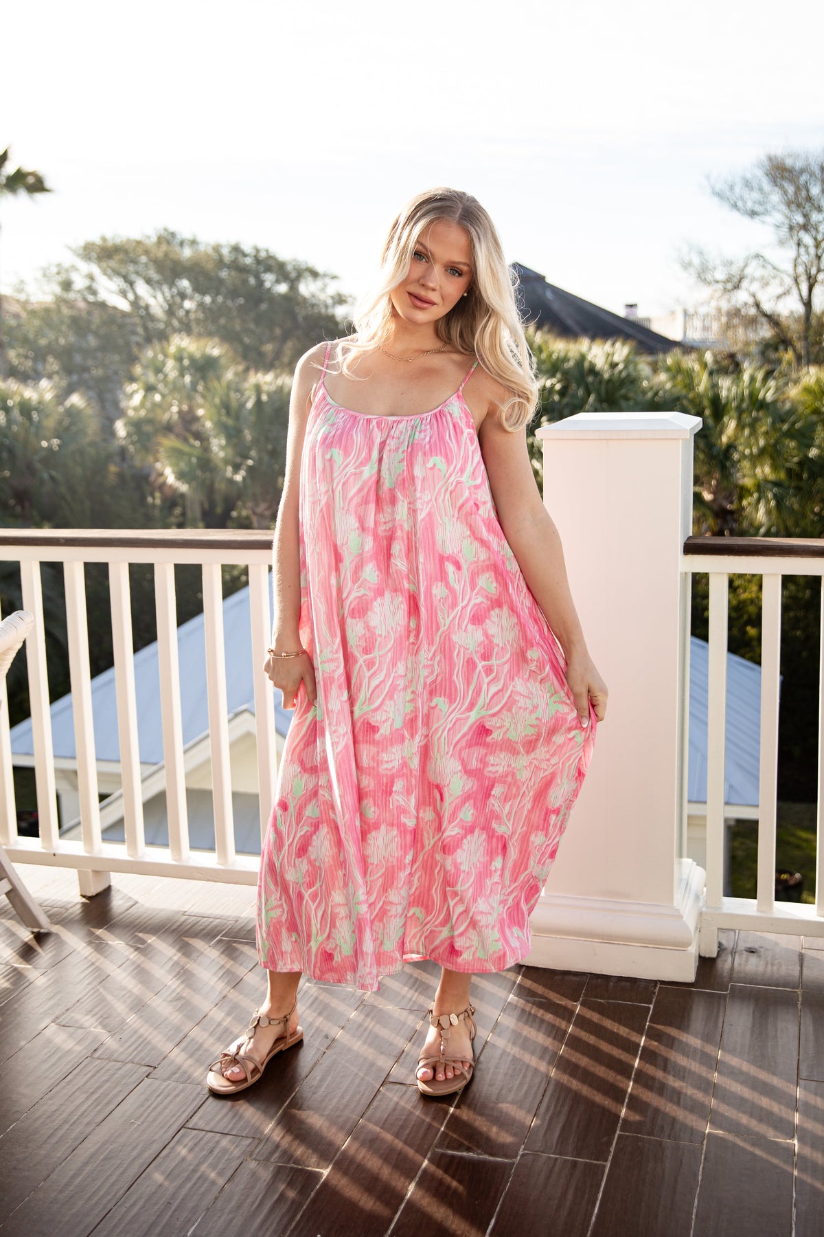 Pink Mirage Abstract Print Maxi Dress
