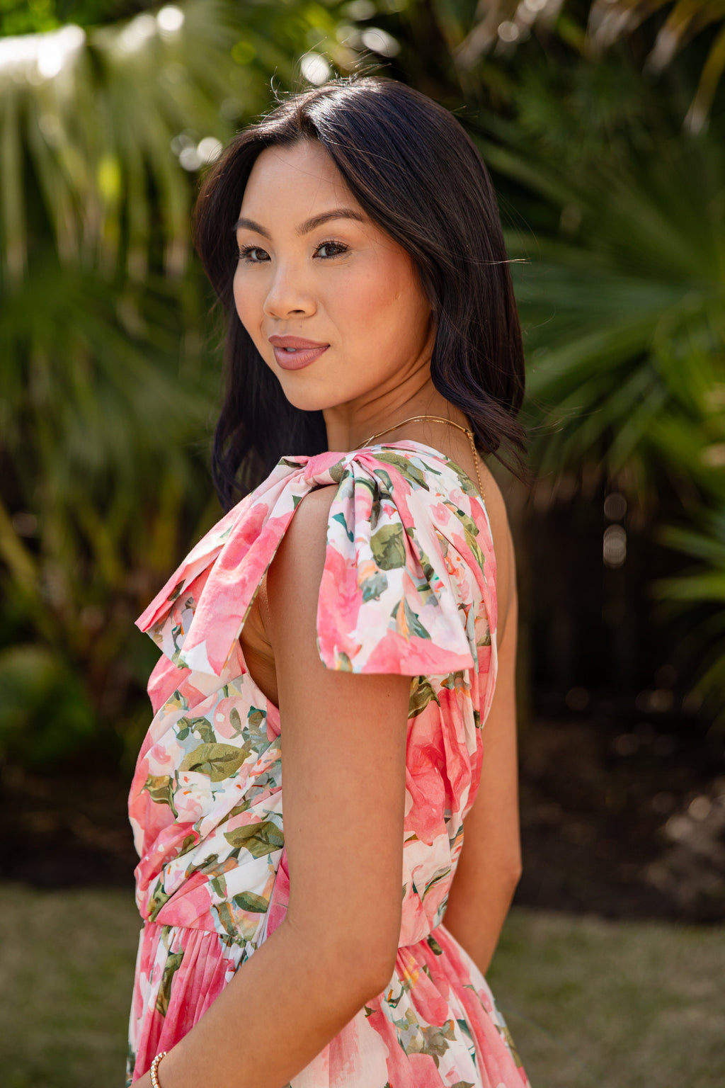 Lighthouse Love Pink Floral Midi Dress