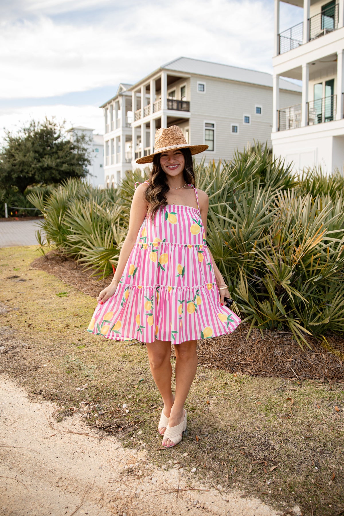 FINAL SALE - Citrus Grove Tiered Stripe Mini Dress