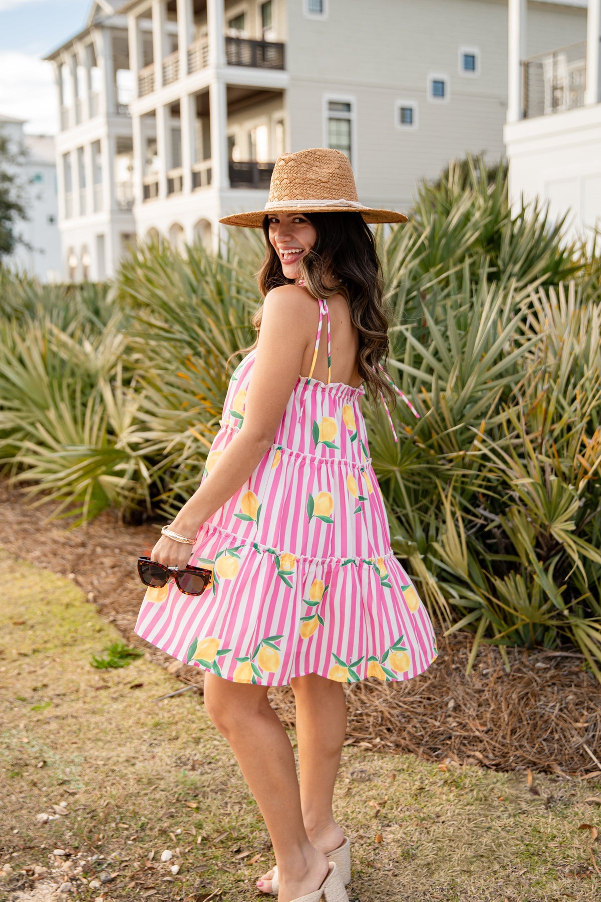 FINAL SALE - Citrus Grove Tiered Stripe Mini Dress