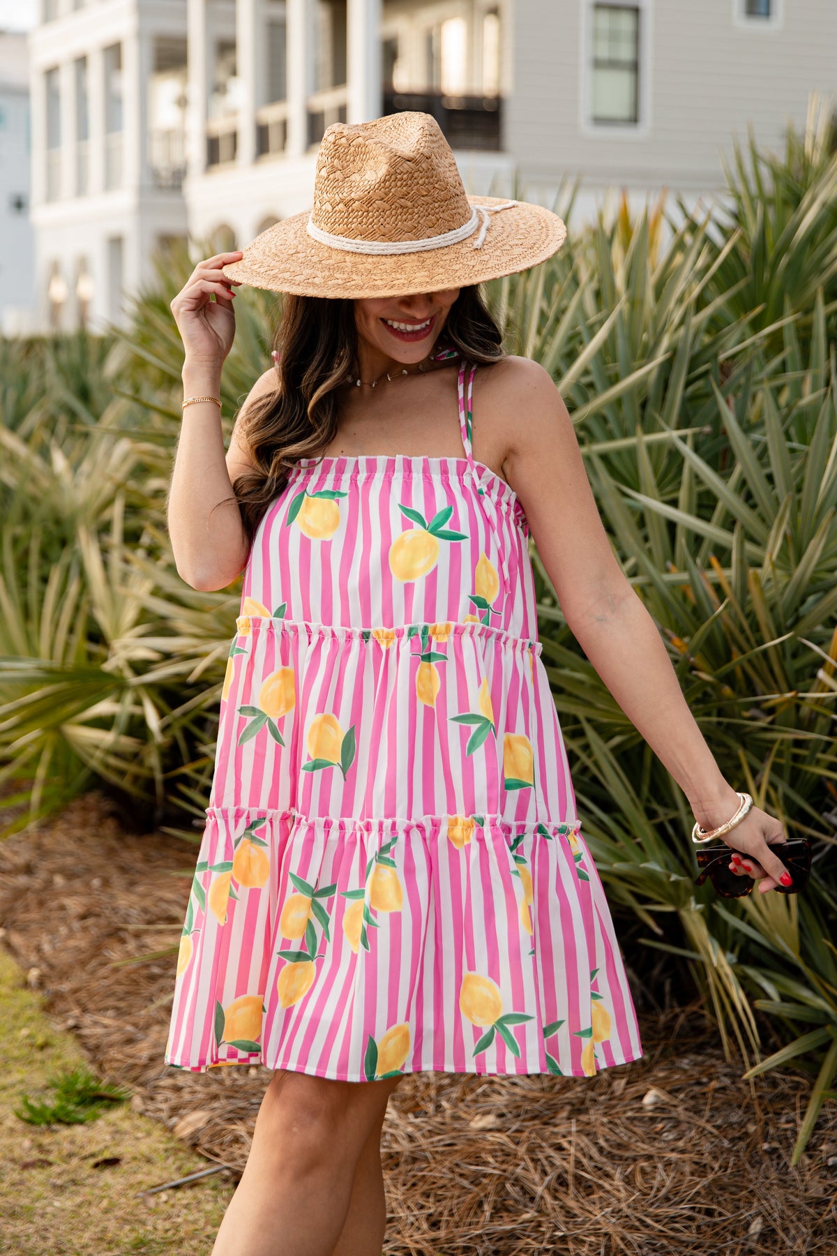 FINAL SALE - Citrus Grove Tiered Stripe Mini Dress