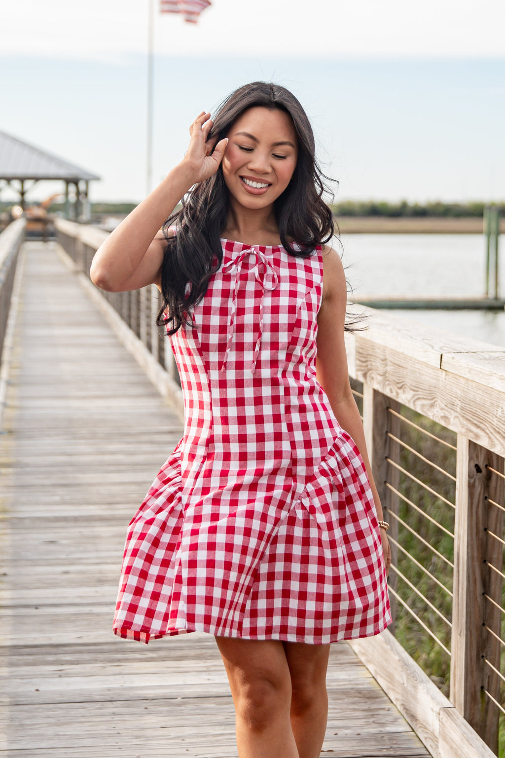 Picnic Stroll Red Gingham Mini Dress