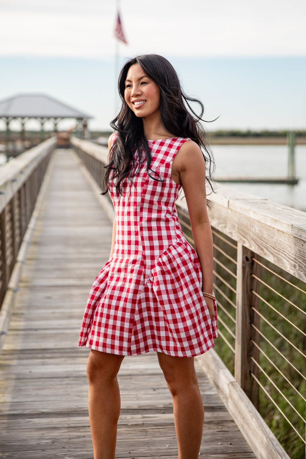 Picnic Stroll Red Gingham Mini Dress