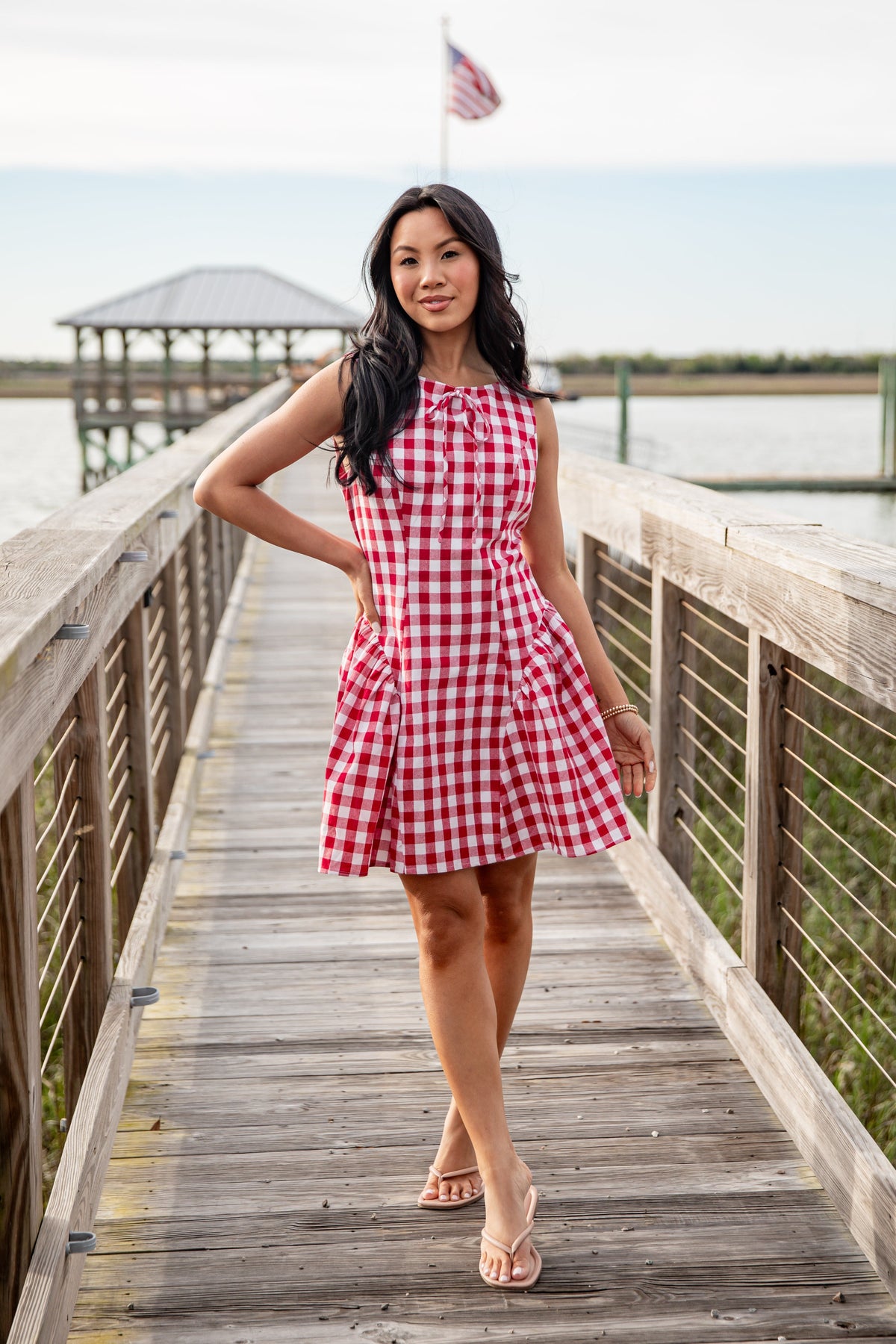 Picnic Stroll Red Gingham Mini Dress