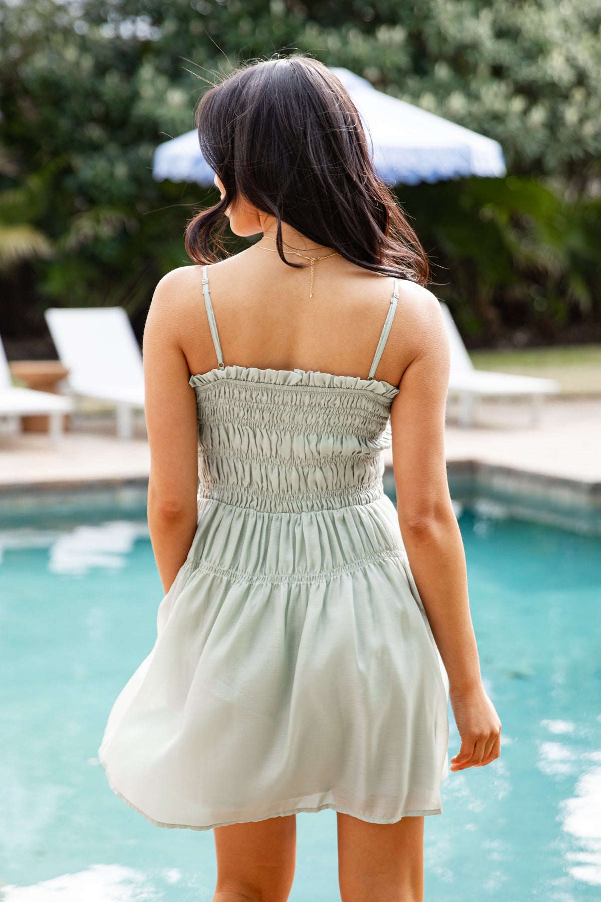 Sagewater Smocked Button Front Mini Dress