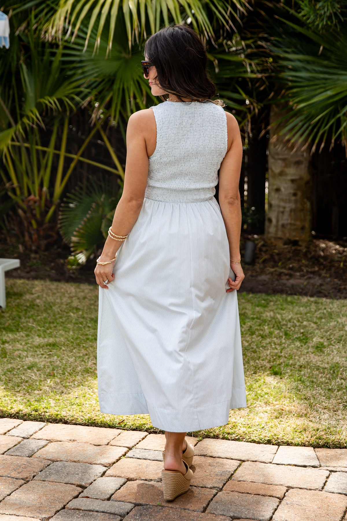 Sweet Serenity Stripe Smocked Midi Dress