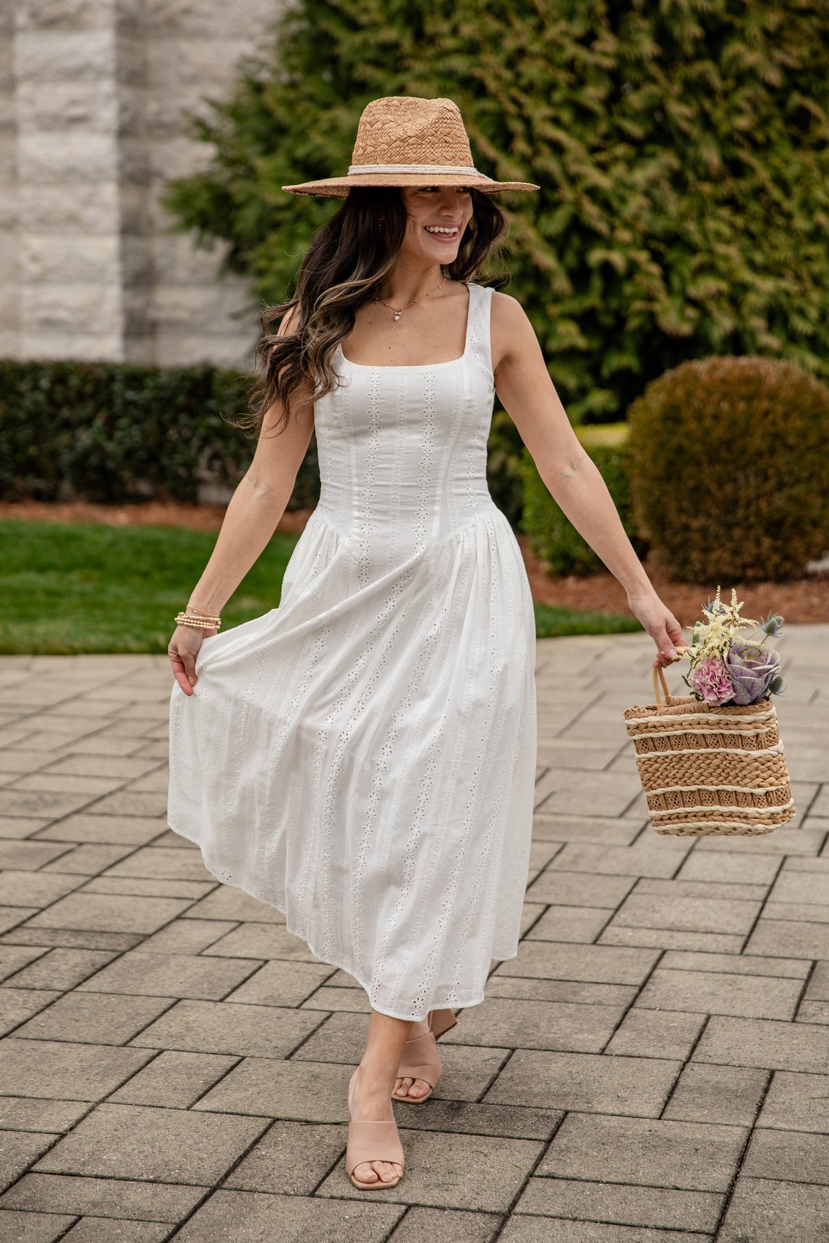 FINAL SALE - Sunset Romance White Eyelet Maxi Dress