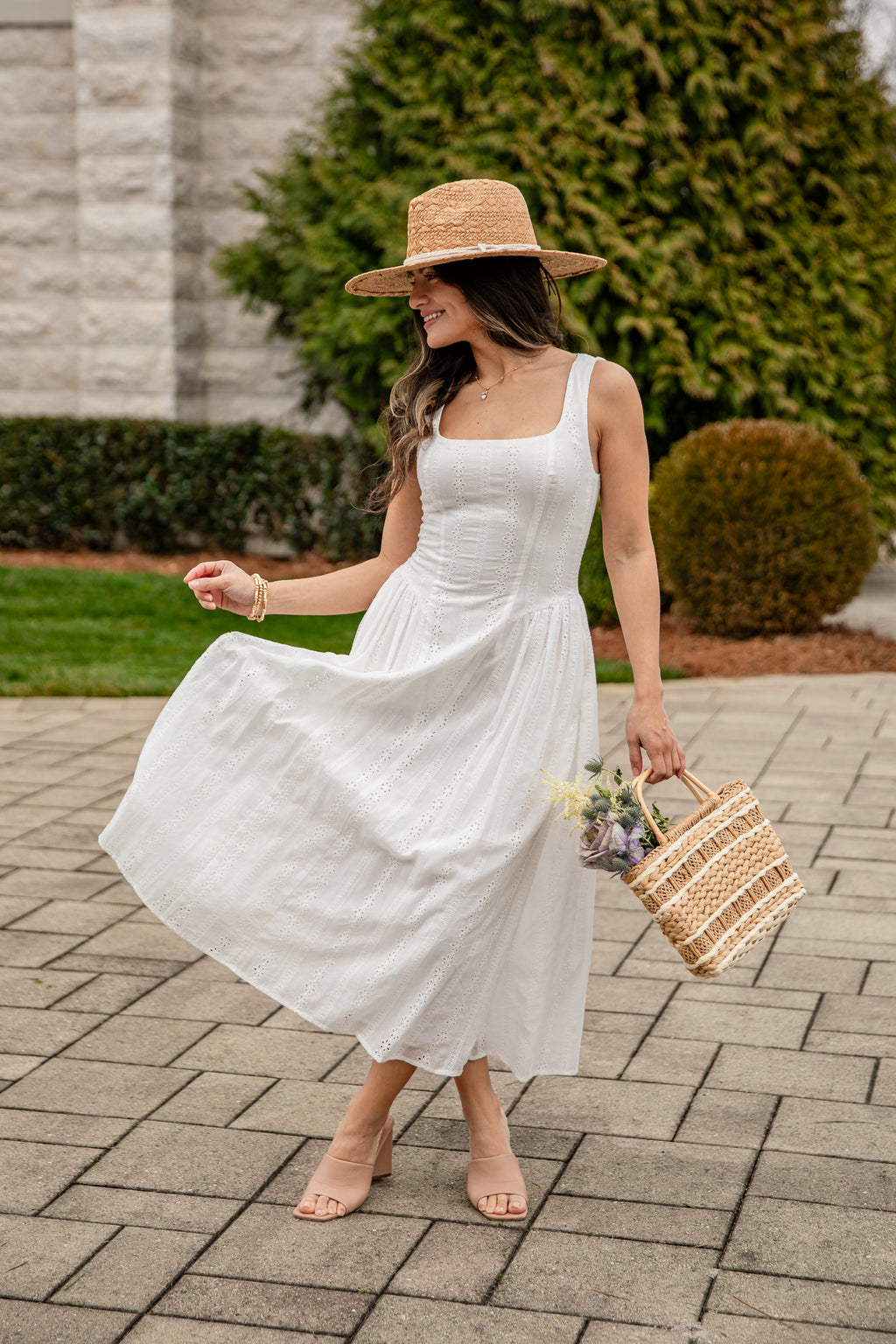 FINAL SALE - Sunset Romance White Eyelet Maxi Dress