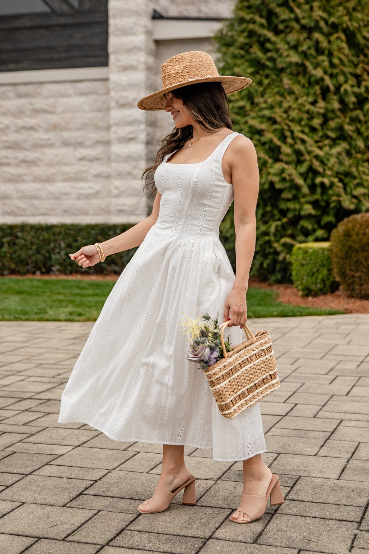 FINAL SALE - Sunset Romance White Eyelet Maxi Dress
