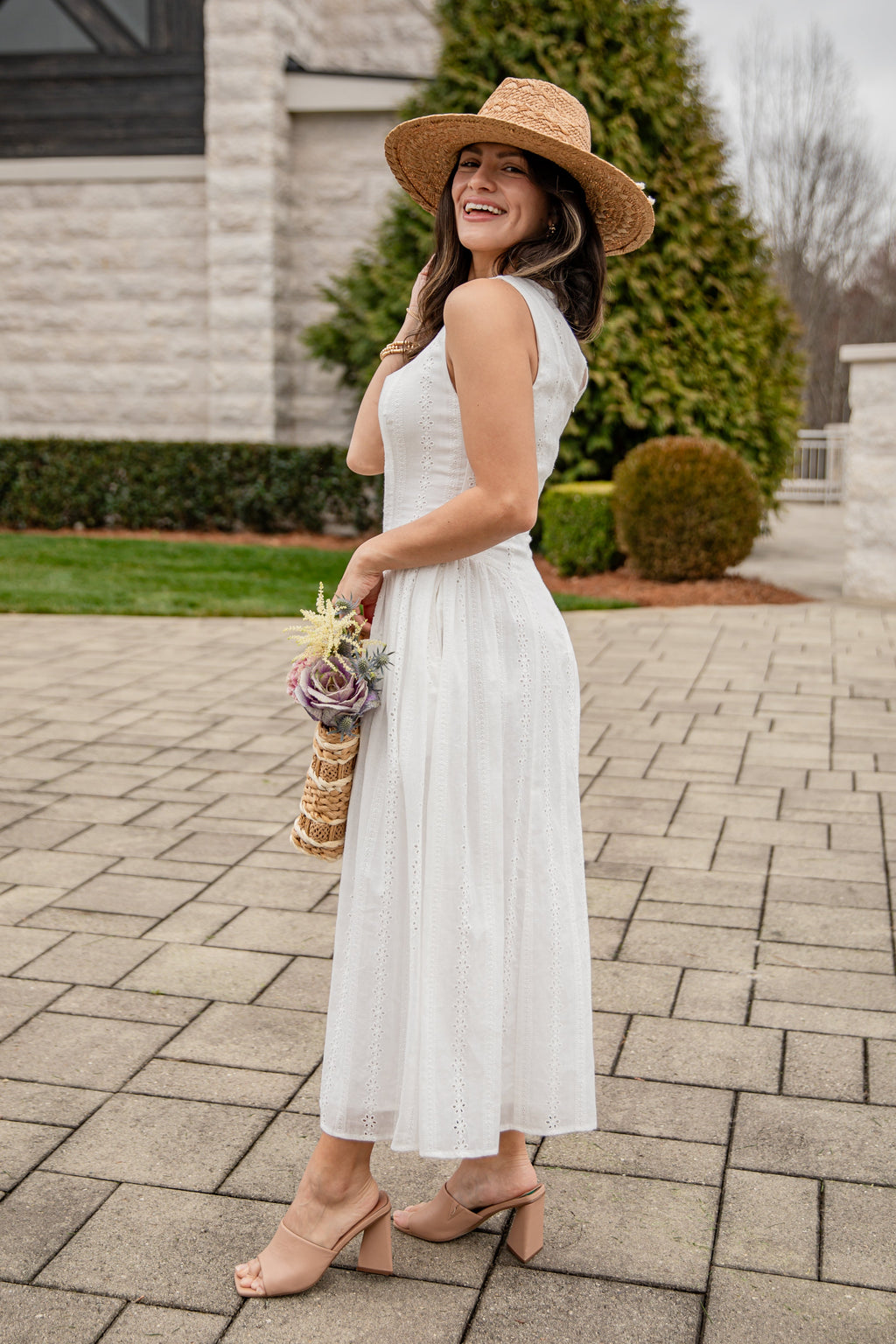 FINAL SALE - Sunset Romance White Eyelet Maxi Dress